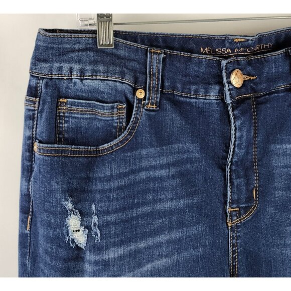 Melissa McCarthy Jeans Womens Plus 16W Blue Distressed Skinny Jeans - Picture 3 of 12